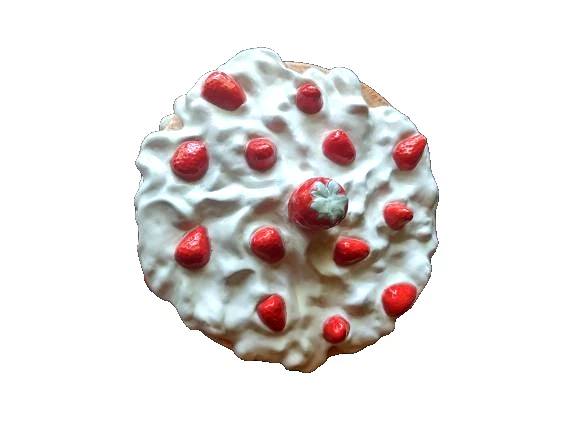 Suporte de bolo vintage de cerâmica morango com pé e tampa abobadada - Imagem 2 de 4