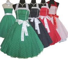 Women's Vintage 50s 60s Retro Rockabilly Pinup Polka Dot Party Swing Dress 4Cols