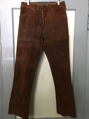 Vtg 60s 70s Rough Suede Leather Pants 