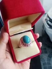 Natural Turquoise Ring Feroza rings Mens Feroza gemstone rings Neyshapuri Feroza