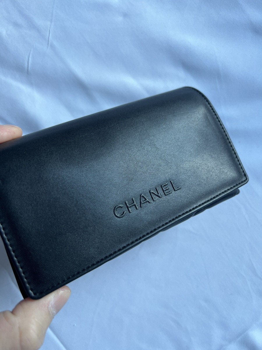 Brand New Chanel Eyeglass Sunglass Black leather Medium case Box
