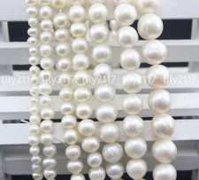 Real Natural White Freshwater Pearl Loose Beads For Jewelry Making Strand 15"