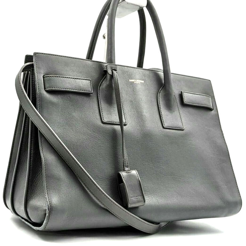 Borsa a mano SAINT LAURENT Sac de Jour2Way tracolla pelle piccola grigio scuro