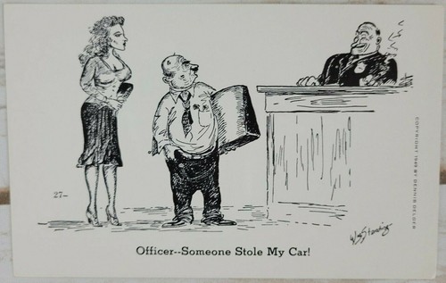 Wm. Stehender Comic Vintage Postkarte Jemand hat mein Auto gestohlen unbesendet - Bild 1 von 2