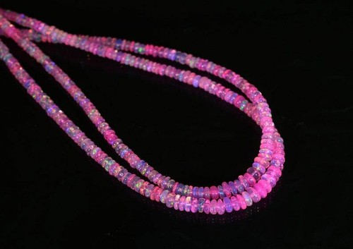 3-5 mm AAA opale etiope rosa naturale liscio rondelle pietre preziose perline filo 16" - Foto 2 di 7