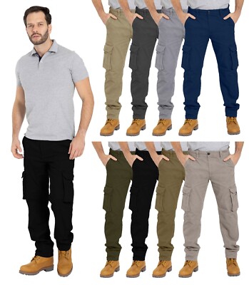 Men's Heavy Duty Workwear Trouser Stretch Utility Pocket Flex Cargo Full  Pants