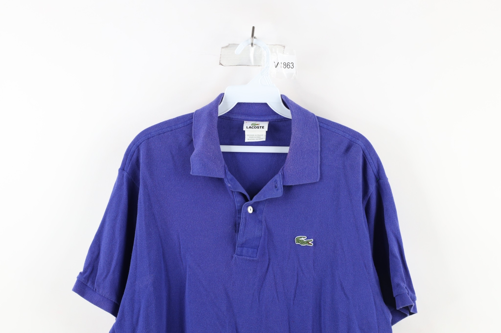 Vintage 90s Lacoste Mens FR 6 US XL Distressed Croc Logo Collared Polo Shirt thumbnail 2