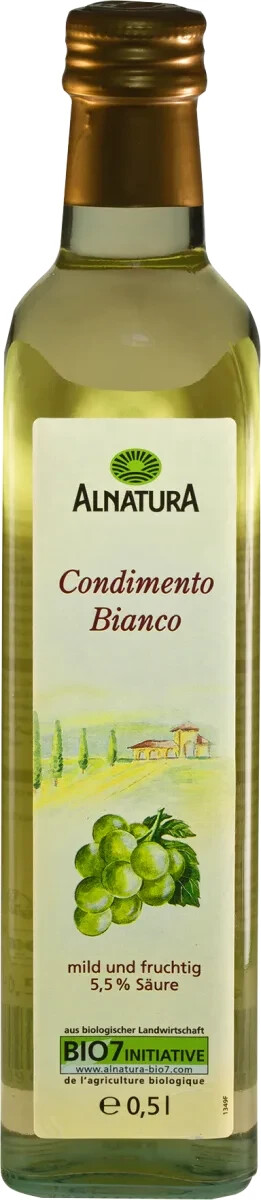 Vinagre Blanco Alnatura 500Ml Condimento Biano Suave Y Frutal 5,5% Acidez