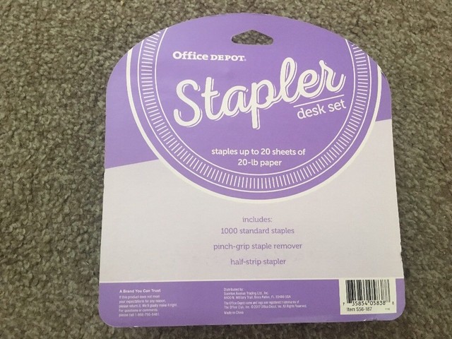 Nib Office Depot Purple Stapler Desk Set Desk Accessories