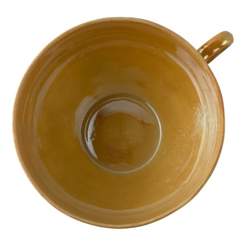 Vintage Japanese Lusterware Tea Cup and Saucer Peach Gray Green and Black Japan - Picture 7 of 14