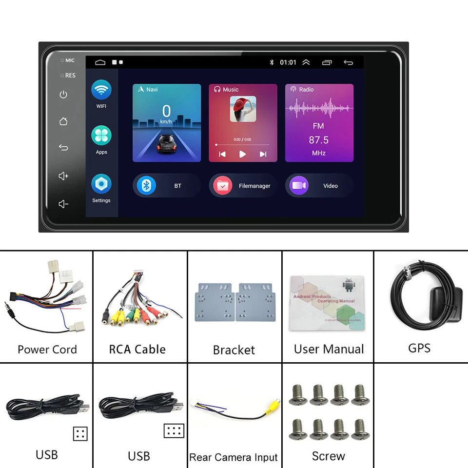 Autoradio Für Toyota Corolla Prado RAV4 Bluetooth USB GPS Navi Android 13 2+64GB - Bild 4 von 4