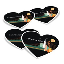 4x Heart Vinyl Stickers Cool San Francisco USA Travel American #58485
