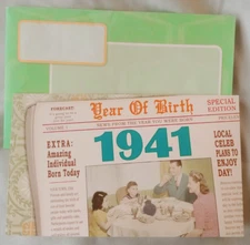 1941, "Year Of Birth", (1) Leanin' Tree Birthday Card, New With (1) Envelope