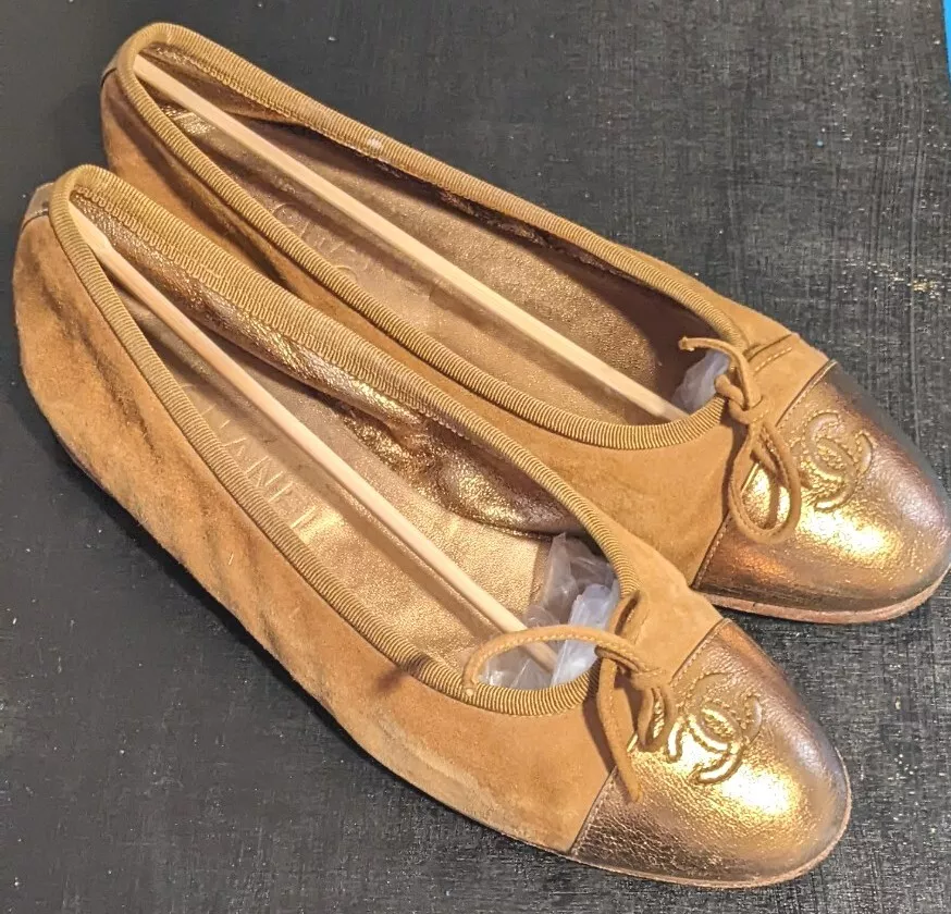 chanel cap toe ballet flats