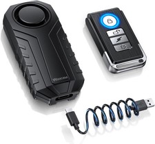 Motorcycle bicycle anti theft alarm w/ remote rechargeable 7 levels of loudness