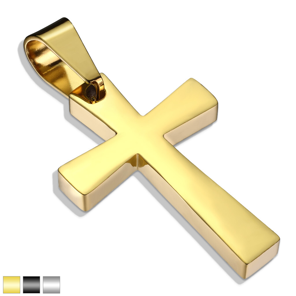 Colgante Hombre Mujer Cruz Latina En Acero A Elección Color Oro Negro Plata 7058