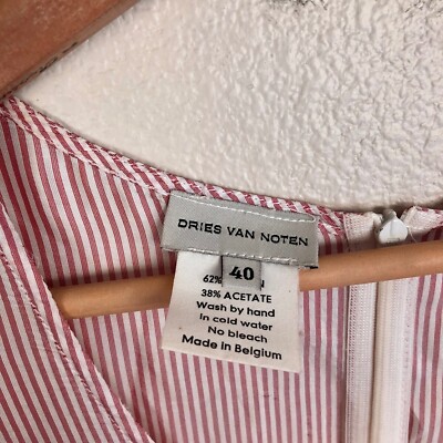 Vintage DRIES VAN NOTEN S/S 1996 Pink Striped Pleated Wide Vintage DRIES VAN NOTEN S/S 1996 Pink Striped Pleated Wide