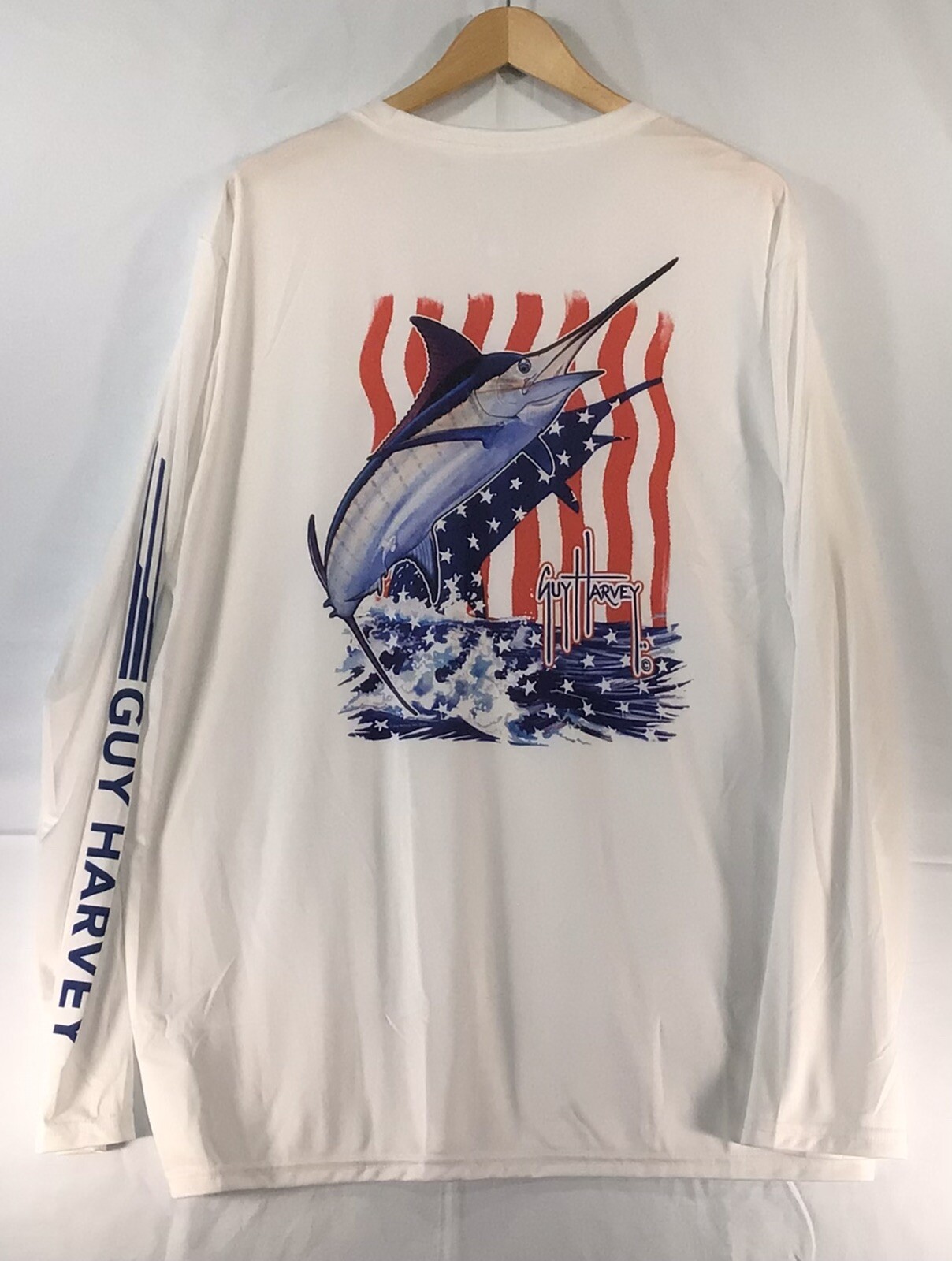 Guy Harvey Performance Long Sleeve Fishing Shirt Marlin USA UPF 30 Mens