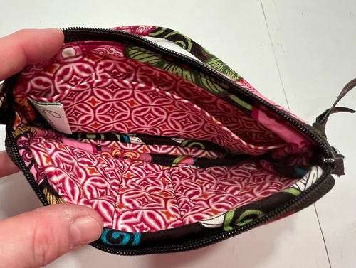 Cartera Muñequera Vera Bradley Mod Floral Rosa Cremallera Superior Marrón y Rosa Floral Dividida - Imagen 6 de 12