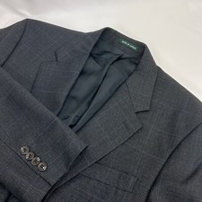 Lauren Ralph Lauren Men's Grey Houndstooth Blue Windowpane Cashmere Blend Blazer