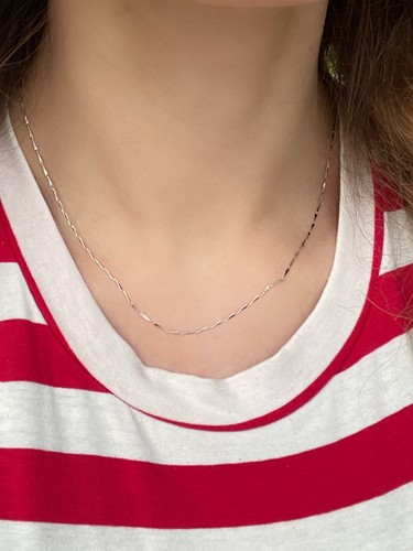 925 Sterling Silver Bar Chain Necklace perfect gift Genuine - Picture 2 of 8