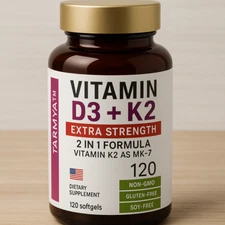 Tarmya’s Vitamin D3 & Vitamin K2 (MK-7) Softgels 120 High Strength