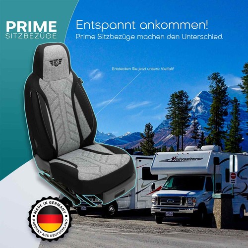 Fundas de asiento de autocaravana piloto adecuadas para Gallmeister Sprinter (negro-gris claro) - Imagen 10 de 13