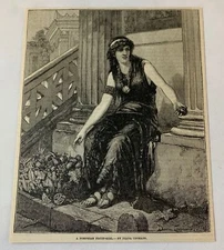 1887 magazine engraving ~ A POMPEIAN FRUIT-GIRL, Diana Coomans ~ Pompeii