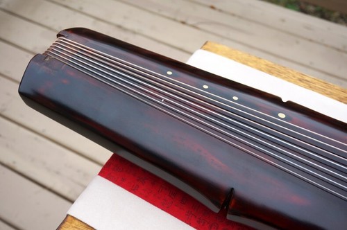 Chinese Antique Aged Fir Guqin 7-stringed Zither Instrument -- 收藏級古琴(百年杉木/竹節) - Picture 8 of 14