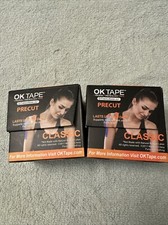 Lot Of 2 OK TAPE Kinesiology Tape 10 inches Precut, 20 Strips, Cotton Black