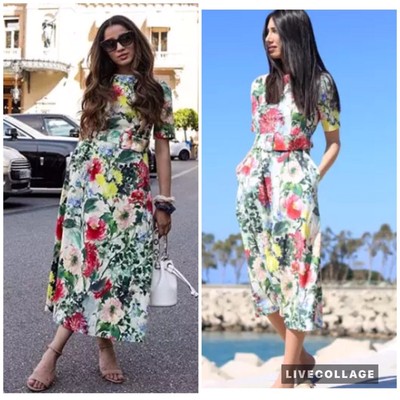 NWT/_ZARA SS19 WOMAN LONG A-LINE FLORAL PRINT DRESS BELT MULTICOLOURED 2313//717