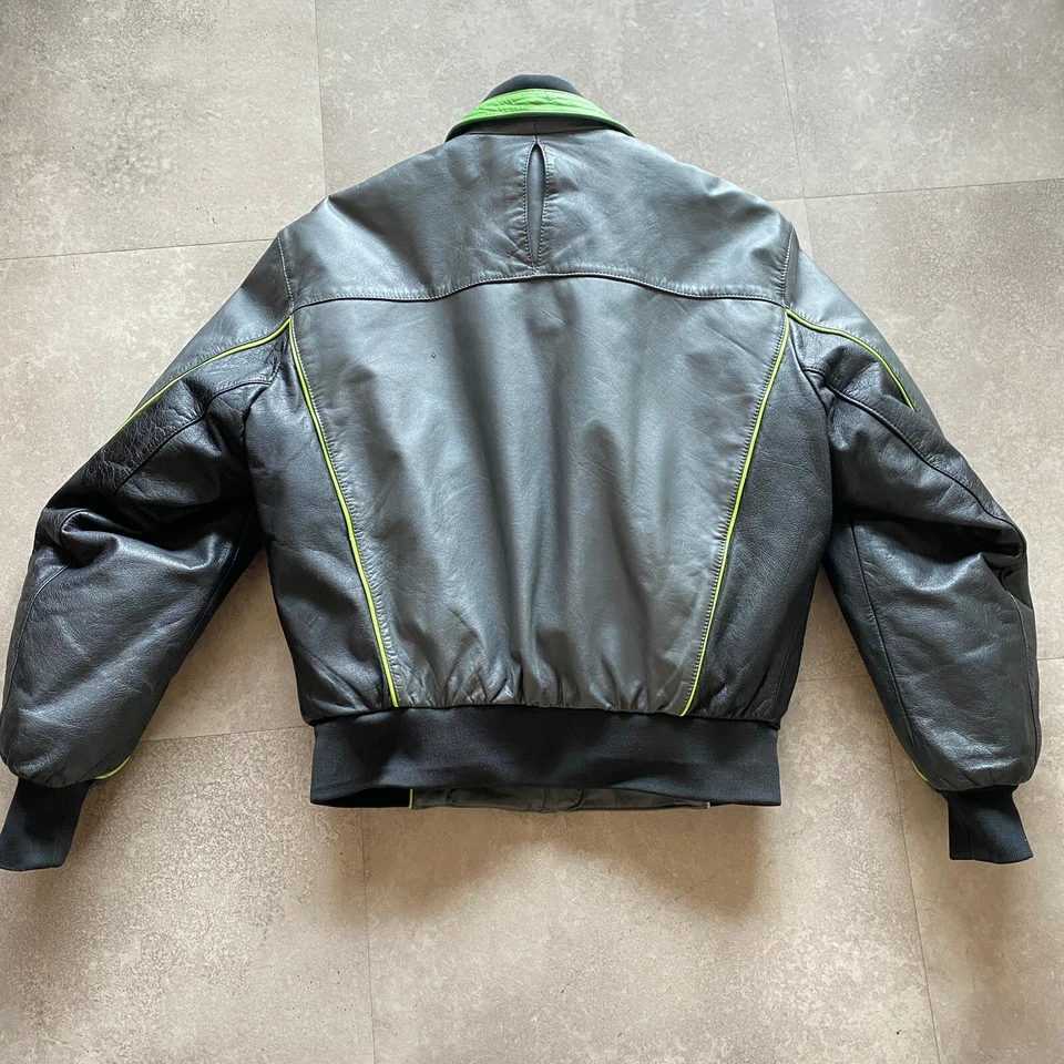 VINTAGE Arcticwear Arctic Cat Leather Snowmobile Racing Jacket Zip out liner MED — 第 4/4 张图片