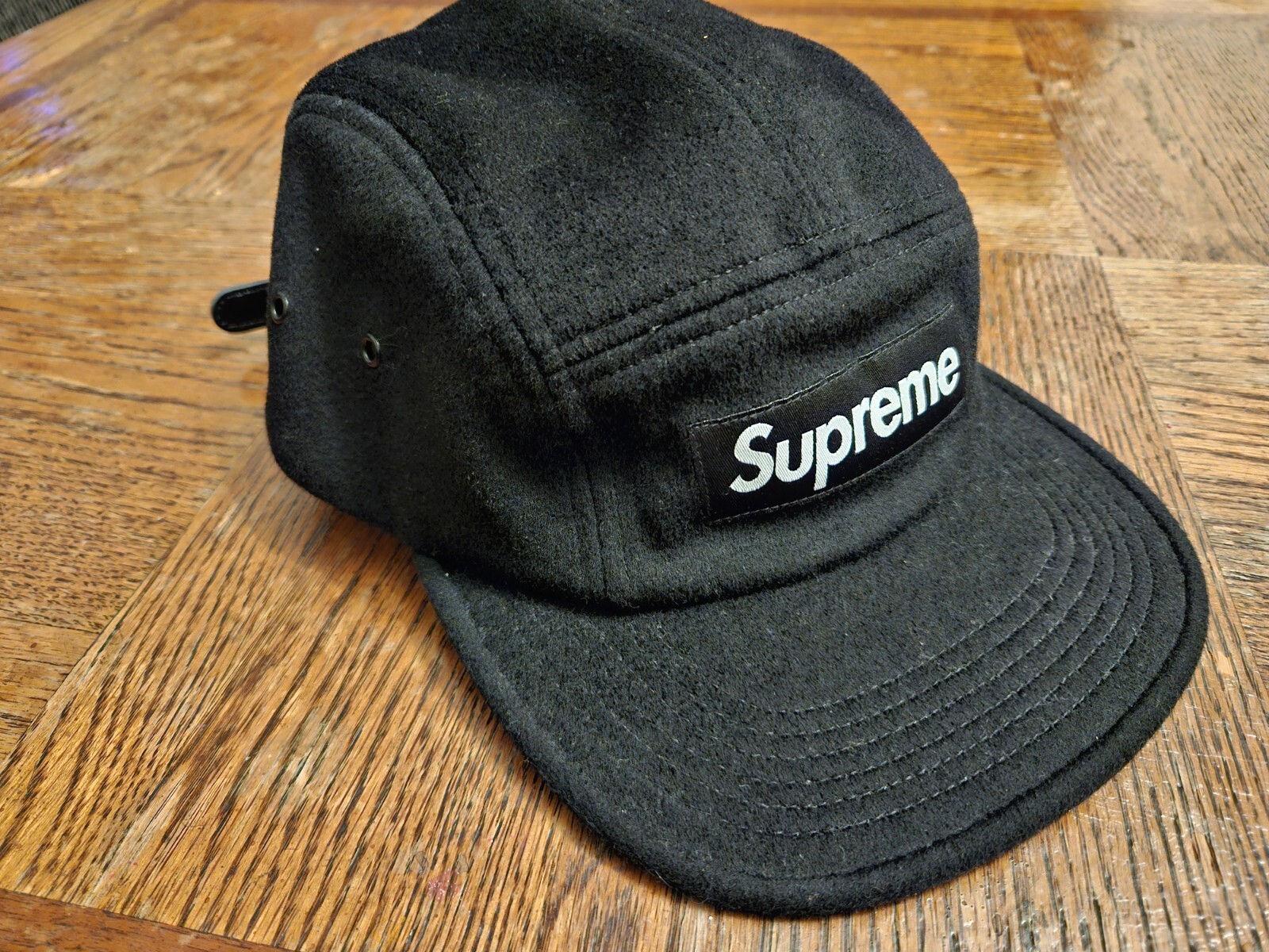 Panel Cap Supreme Wool Camp Cap Black Supreme Featherweight Wool