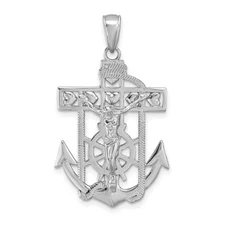 14k White Gold Mariner's Crucifix Pendant Perfect Gift for Her