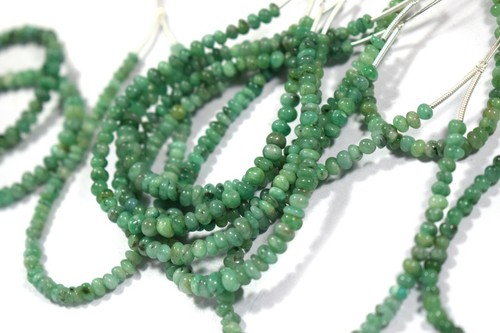 AAA+ Natural Light Color Emerald Plain Rondelle Shape Gemstone Loose Beads 4-6MM - Picture 4 of 4