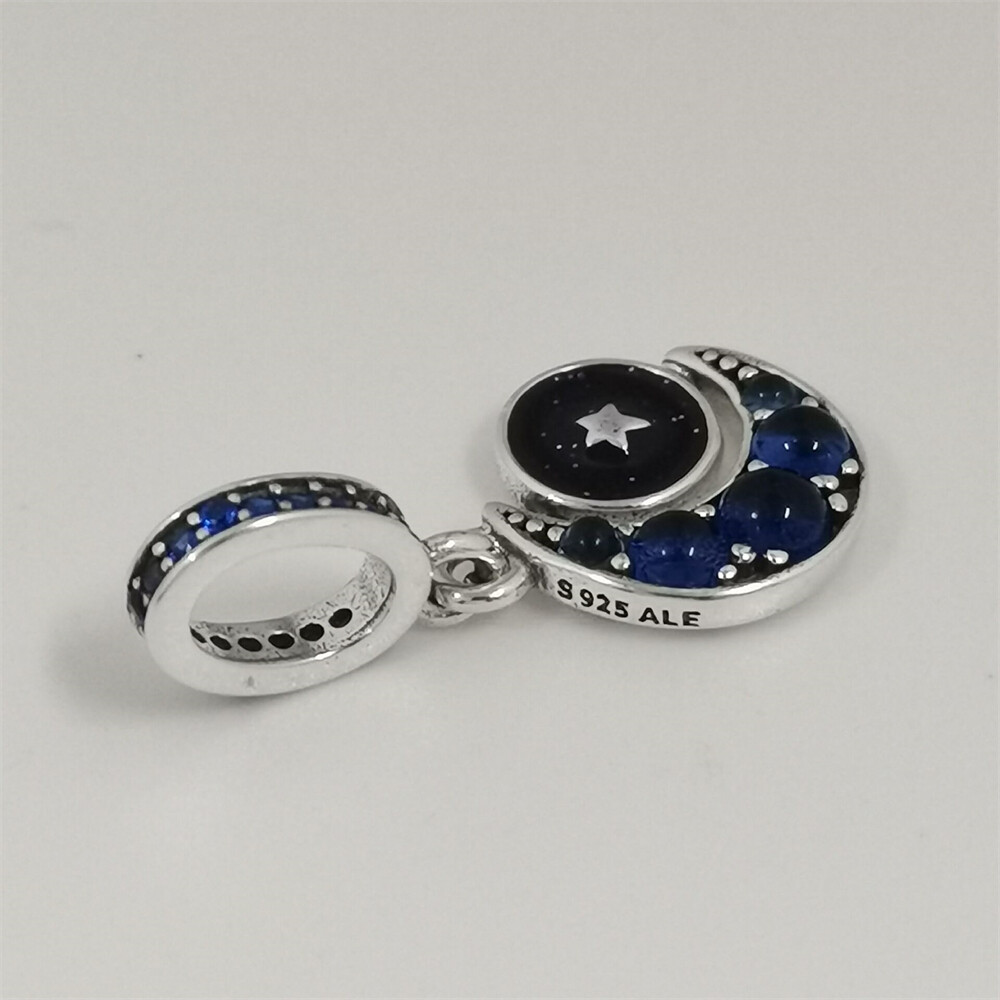 Sparkling Moon Spinning Dangle Charm for Pandora Jewelry Collection