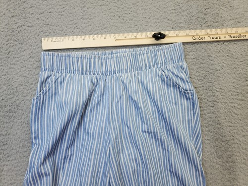 DG2 by Diane Gilman Capri Pants Womens Petite S Blue White Striped Elastic Waist - Picture 11 of 11