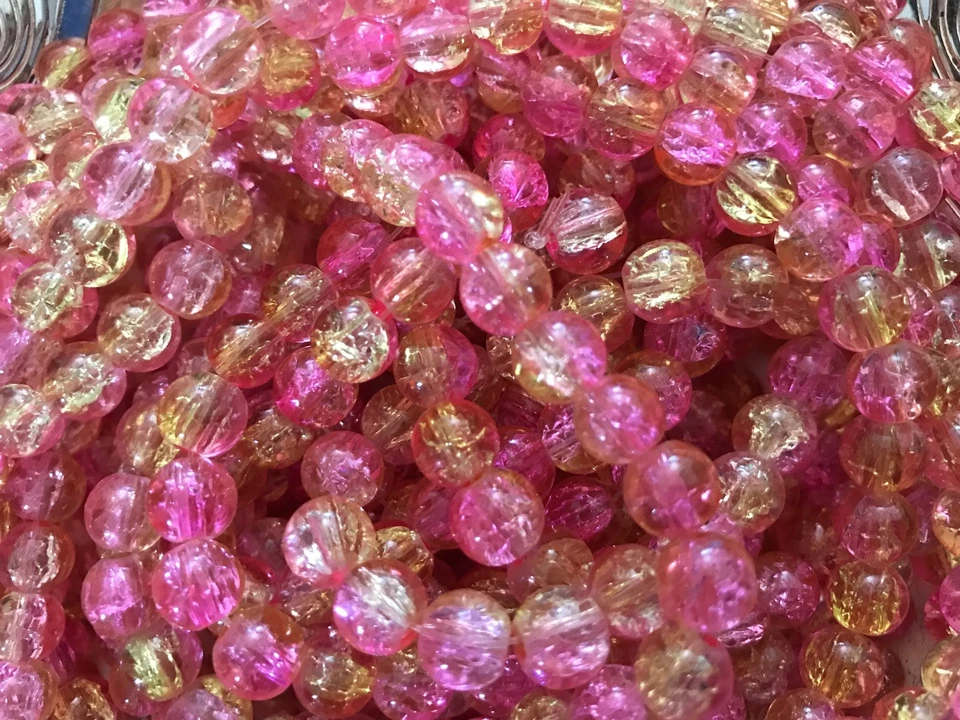 CUENTAS DE CRISTAL CRACKLE 8 MM SE VENDEN POR 5 HEBRAS O 500 CUENTAS SUELTAS  Foto 2 de 4