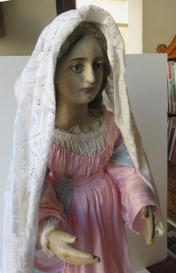 201020 Statua di fanciulla dell'800, in terracotta , forse elemento presepiale - Immagine 4 di 4