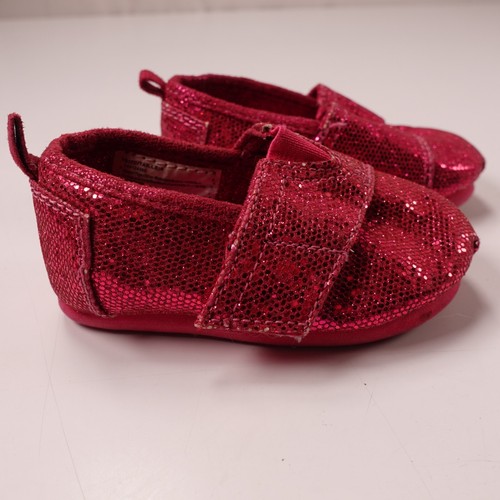 Gymboree Toddler Girl Red Glitter Dress Shoes Size 4 Sparkly Strap Flats - Picture 2 of 10