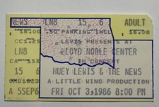 1986 10/03 HUEY LEWIS & THE NEWS Concert Ticket-Lloyd Noble Center, Oklahoma