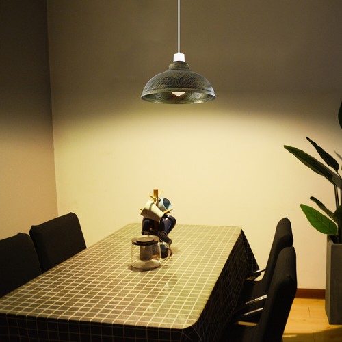 Industrial Metal Ceiling Pendant Light Shade Easy Fit Lampshade Kitchen LED Bulb - Picture 8 of 52