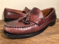 Allen Edmonds Schreier Men Sz 9.5 Burgundy Brown Tassel Loafers Hand Made In USA