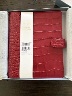 Filofax Classic Croc Cherry A5 Leather Organiser Red Croc Pattern
