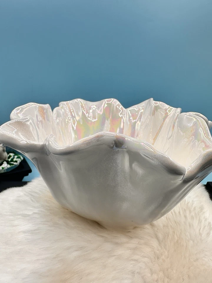 Tigela de cerâmica iridescente vintage Global Views! Impressionante! Feito na Itália! MCM - Imagem 2 de 4