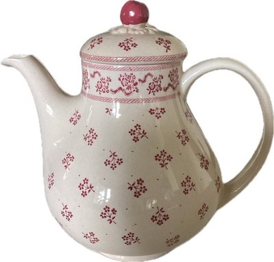 Johnson Bros Laura Ashley Burgundy Pink Petite Fleur Coffee Pot ~ NEVER USED ~