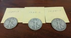 LIBERTY WALKING SILVER HALF DOLLARS, ALL 3 COINS, Key Date 1933s, 1937s ,1934s