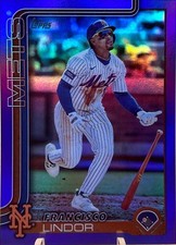 2025 Topps Base Set Series 1#350 Francisco Lindor Purple Rainbow Foil 213/250