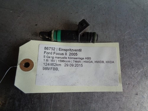 Ford Focus II Einspritzventil 98MFBB 1.6i 16V 74kW HWDA. HWDB. HXDA 86752