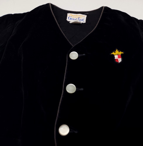 Vtg Sportswear Tailored by Goodlad Black Velvet/Velour Blazer w/Emblem~SZ 4T
